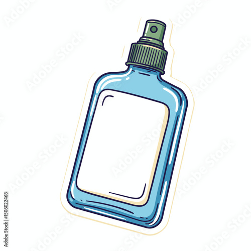 Clear spray bottle with label in minimalistic design  