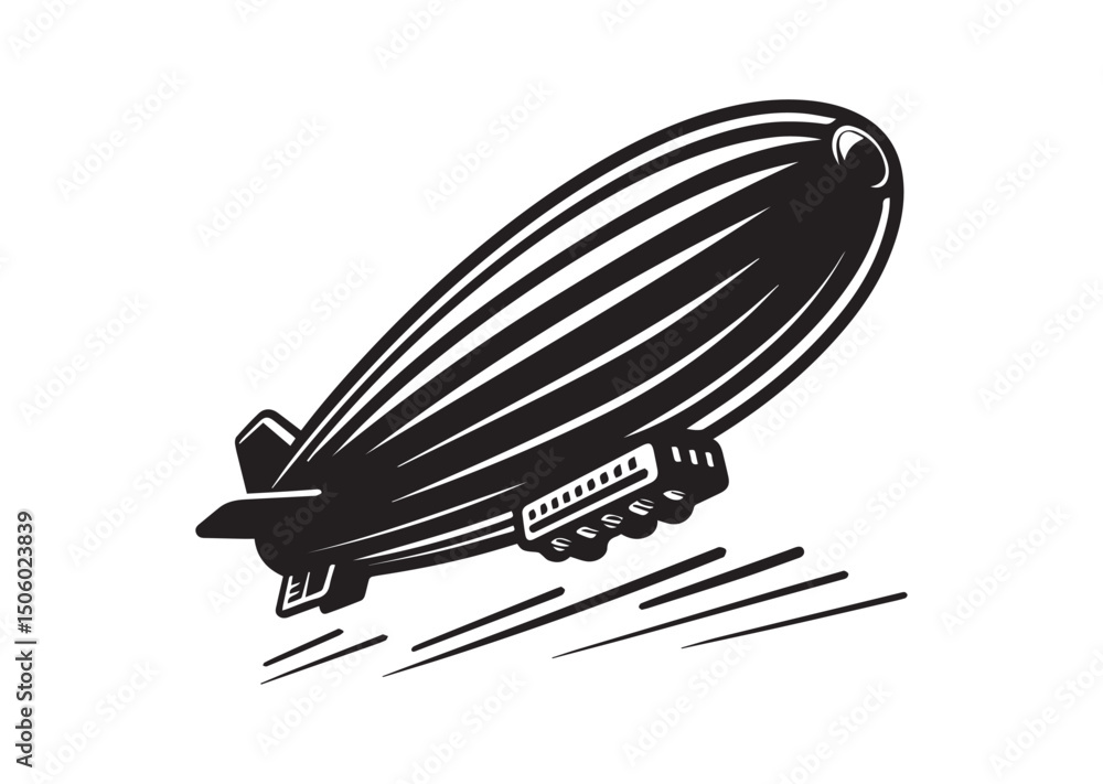 Fototapeta premium Blimp Silhouette Vector, Blimp Icon