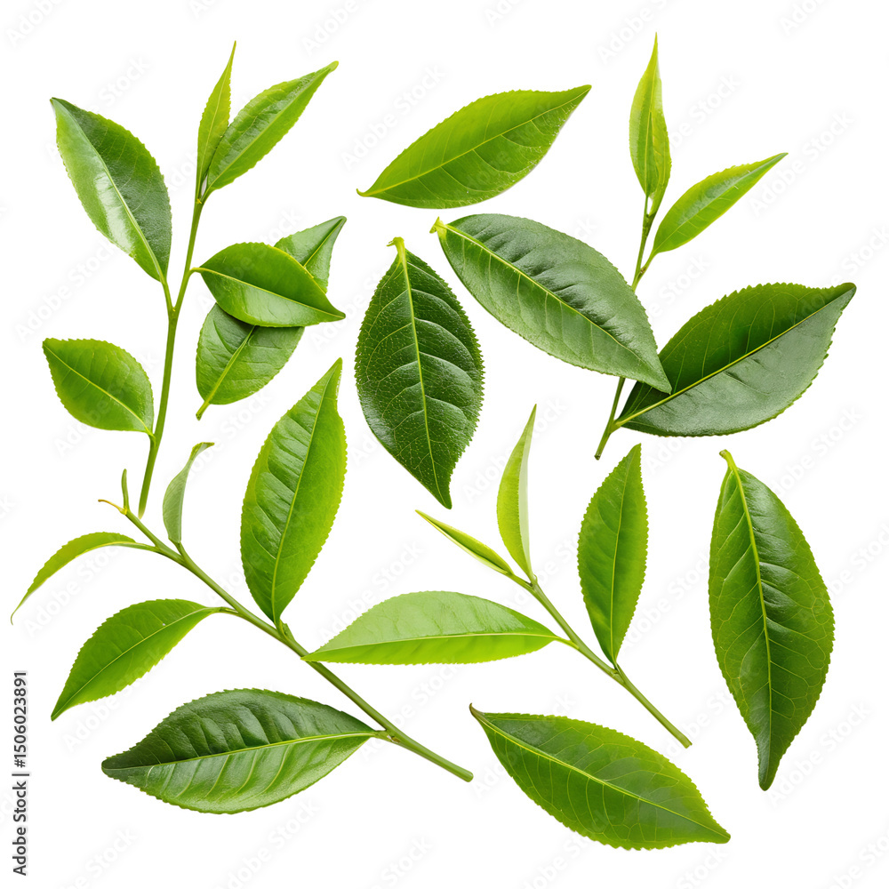 Fototapeta premium green leaves on white background
