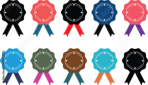 Ribbon award clipart set with award-style badges stars and achievement icons