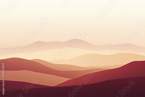 Soft, layered mountains in warm hues