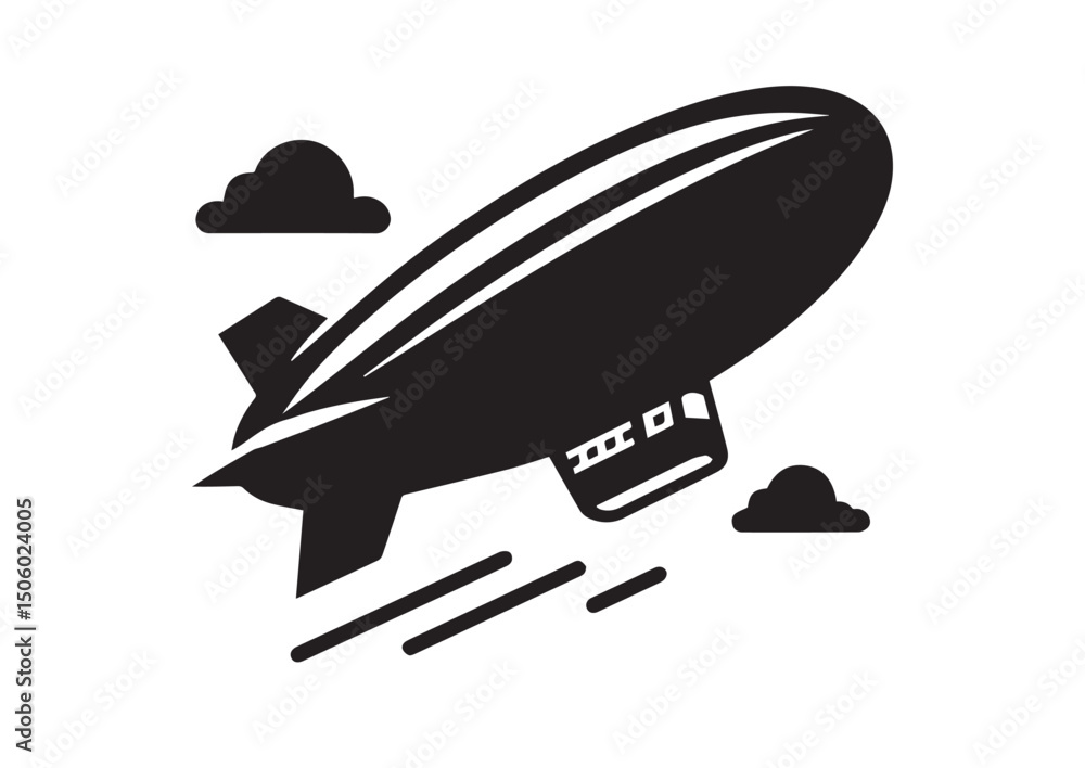 Fototapeta premium Blimp Silhouette Vector, Blimp Icon