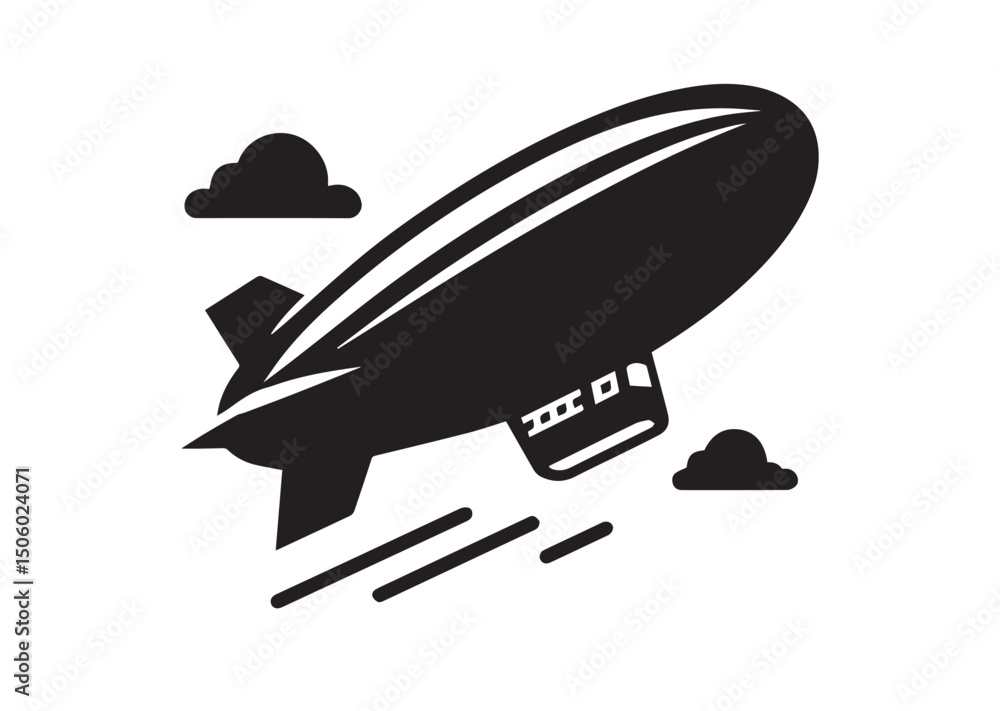 Fototapeta premium Blimp Silhouette Vector, Blimp Icon
