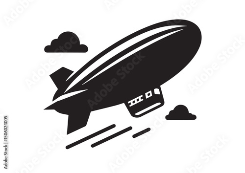 Blimp Silhouette Vector, Blimp Icon