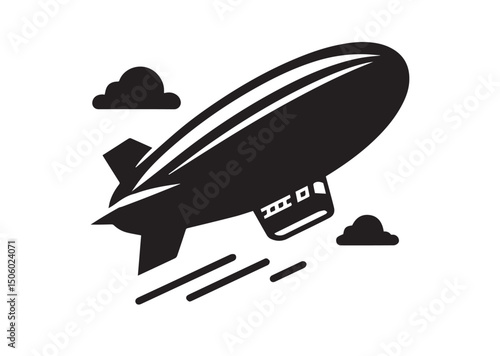 Blimp Silhouette Vector, Blimp Icon