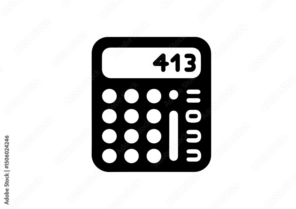 Calculator icon in black silhouette Calculator icon in black silhouette