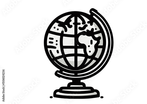Globe icon in black outline style on white background