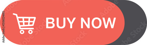 modern buy now vector button with flat shopping cart design