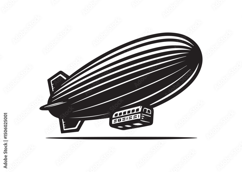 Fototapeta premium Blimp Silhouette Vector, Blimp Icon