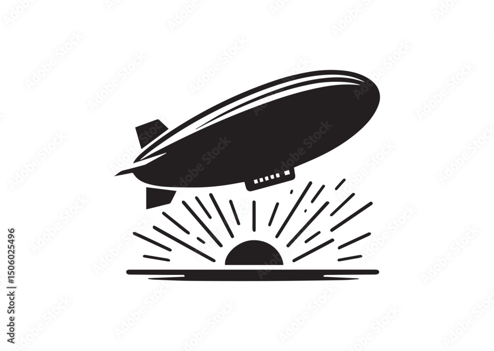 Fototapeta premium Blimp Silhouette Vector, Blimp Icon