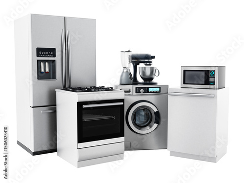 Household equipments on transparent background. 3D illustration