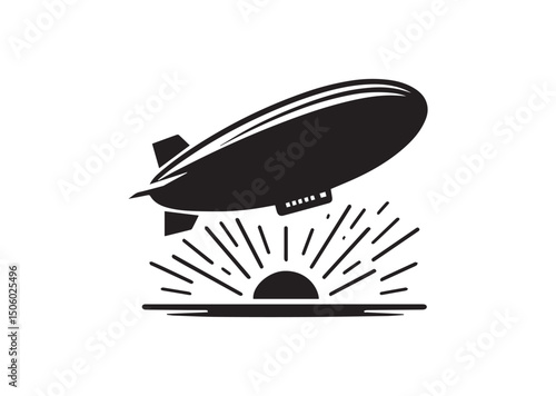 Blimp Silhouette Vector, Blimp Icon