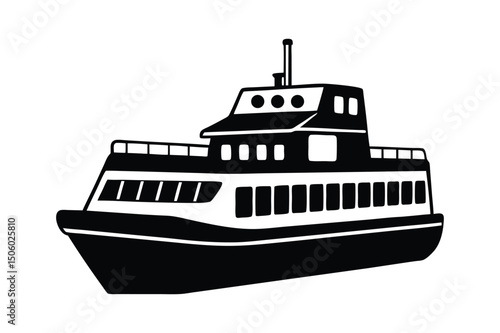 Ferry Silhouette vector  illustration