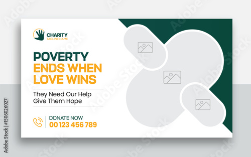 Charity kids help donation youtube thumbnail and web banner template design
