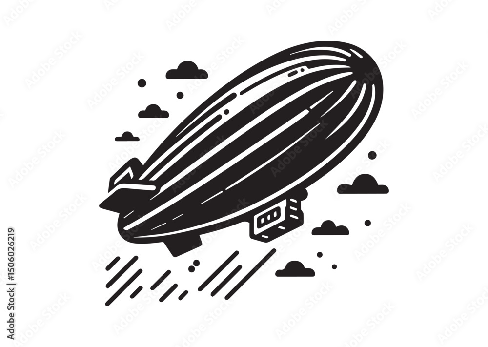 Fototapeta premium Blimp Silhouette Vector, Blimp Icon