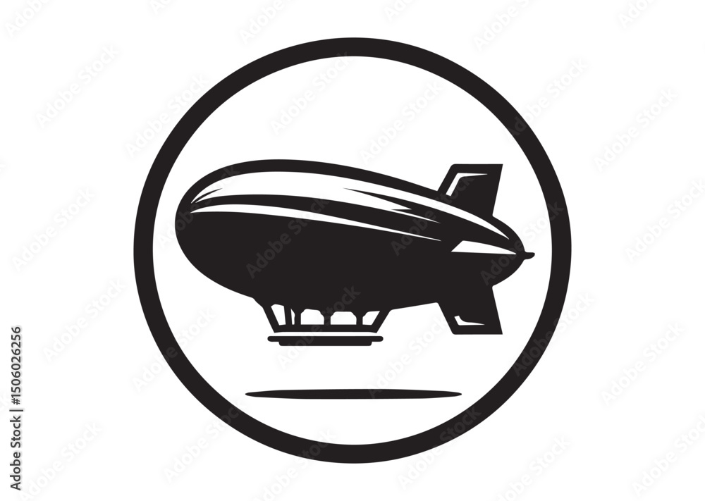 Fototapeta premium Blimp Silhouette Vector, Blimp Icon