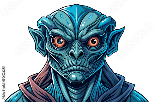 Alien extremely detailed vector and realistic high resolution illustration of an extraterrestrial being cartoon white isolated background