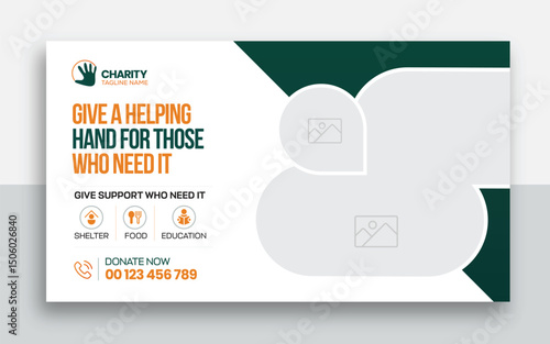 Charity kids help donation youtube thumbnail and web banner template design