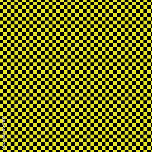 Seamless checkered pattern in yellow and black arranged in tight geometric grid. Useful for background design, fabric mockups, graphic textiles, and modern print materials