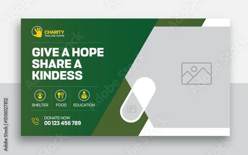 Charity kids help donation youtube thumbnail and web banner template design
