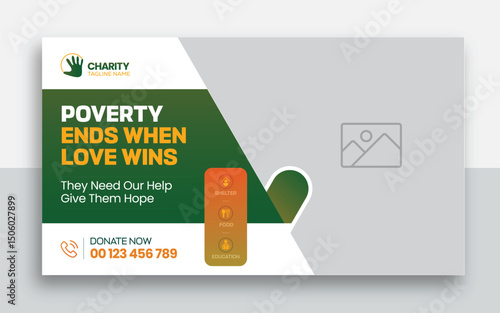 Charity kids help donation youtube thumbnail and web banner template design