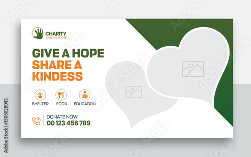 Charity kids help donation youtube thumbnail and web banner template design