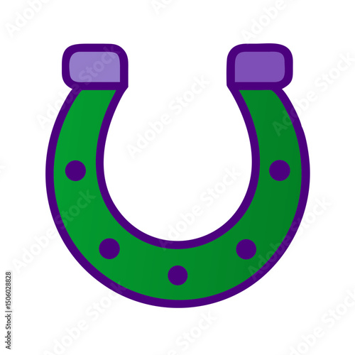 Green horseshoe icon with purple dots and black outline