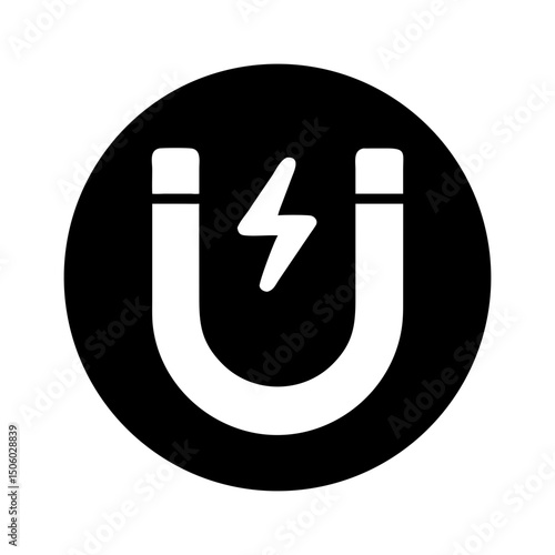 Black magnet with white lightning bolt icon