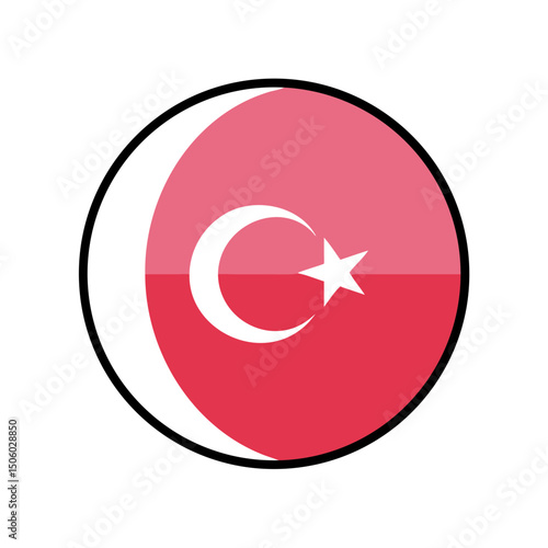 Free Download Red circle icon with white Turkish crescent and star - GFXLoad