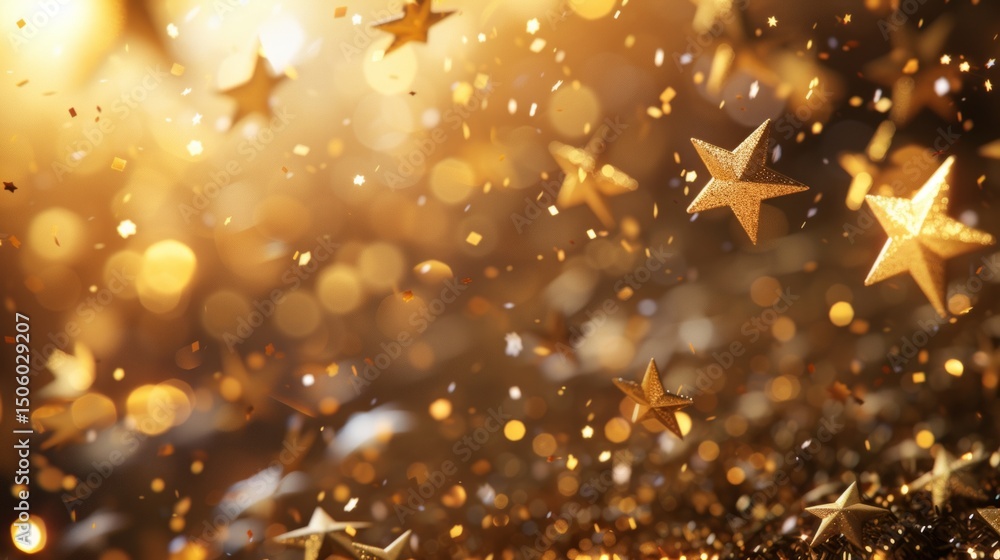 Golden Star Bokeh Light Background Soft Warm Holiday Glow for Decor and Cards Golden Star Bokeh Light Background Soft Warm Holiday Glow for Decor and Cards