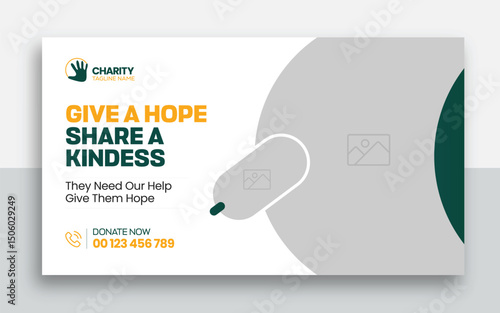 Charity kids help donation youtube thumbnail and web banner template design