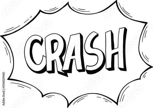Comics bomb and explosions. Speech bubble with words splash, bam, crack, pow, boom, crash and bang. Design element for print. Cartoon flat vector icon isolated on white background for your design