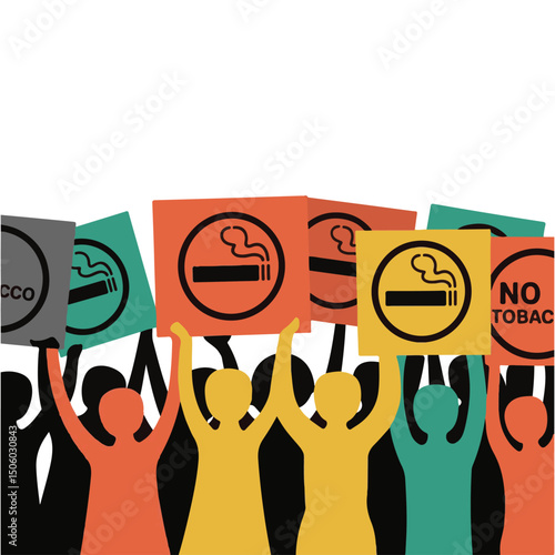 Anti-Smoking Protest People Carrying No Smoking Signs