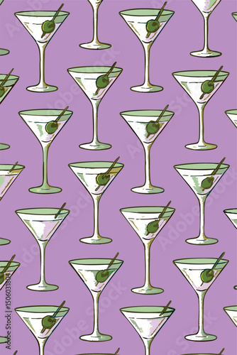 Martinis Cocktail Cosmopolitan Olive Celebration Print Design in Vector
