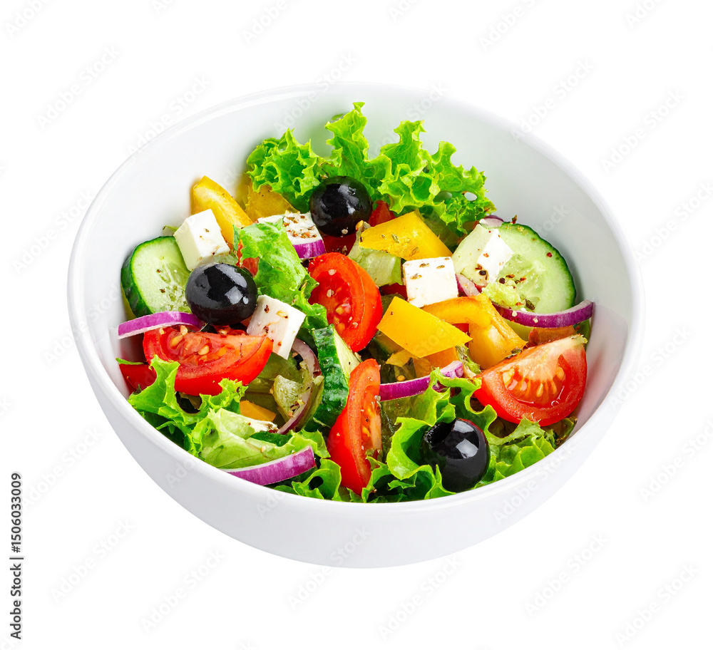 Bowl of fresh vegetable salad on transparent background Bowl of fresh vegetable salad on transparent background