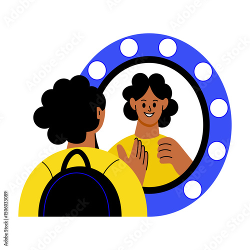 A flat style illustration showing reflection of a person