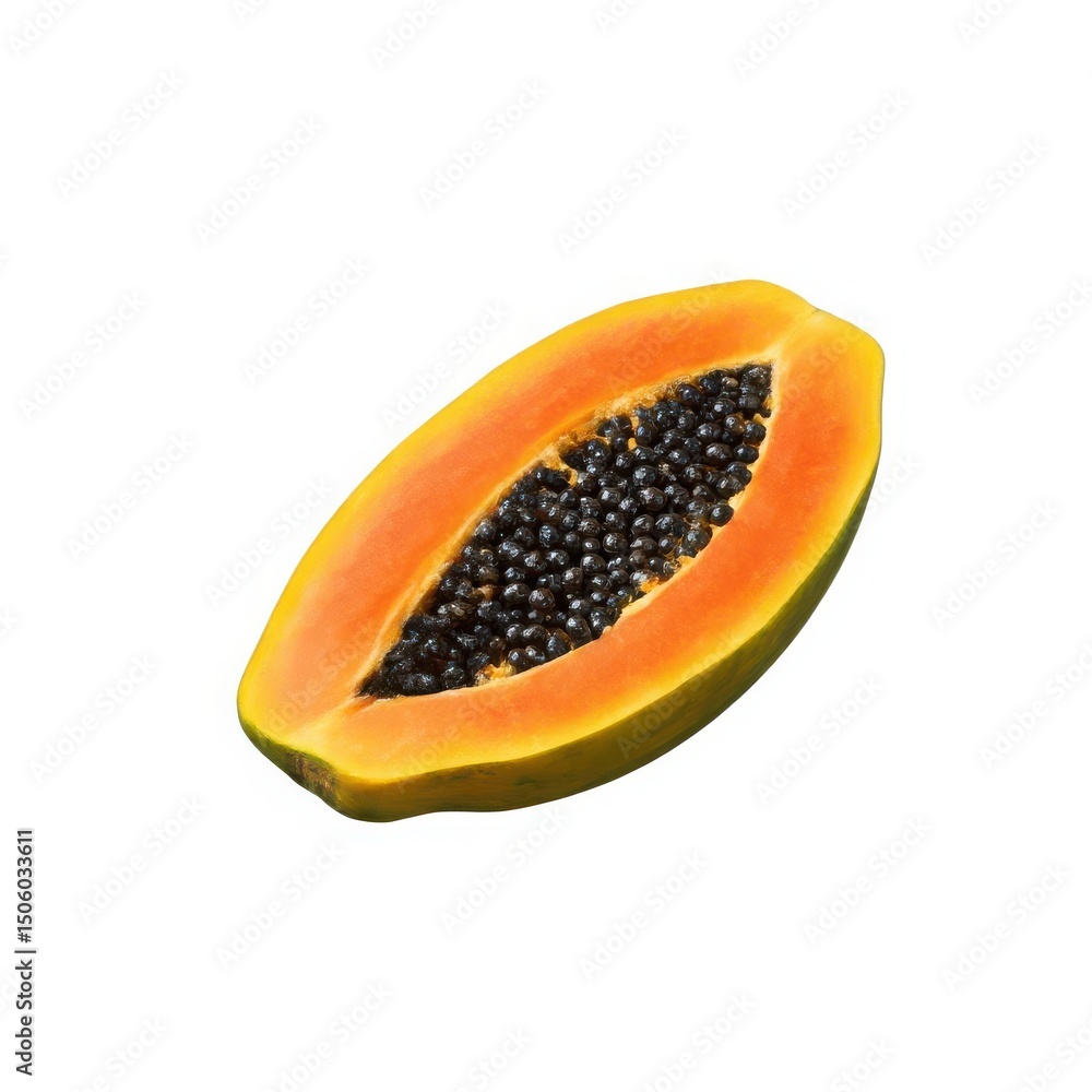 Half papaya fruit slice isolated on white background Half papaya fruit slice isolated on white background
