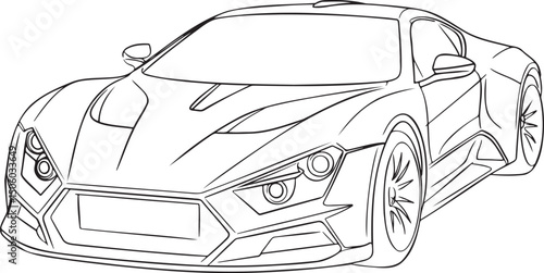 Sports Car Outline vector isolated On Transparent Background