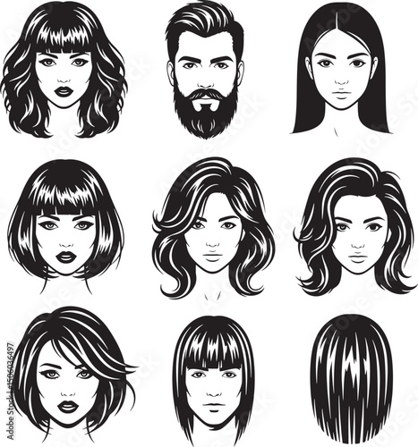 Haircuts & Hairstyles Vector Art | Trendy Hair Designs