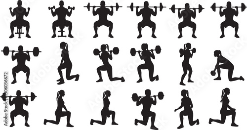 Weightlifting Exercise Silhouettes – Gym Workout & Strength Training