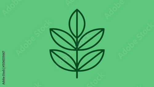 Simple green leaf illustration with a clean line art style background design