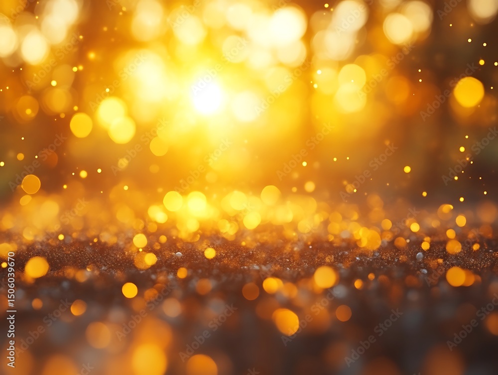 Golden bokeh lights against a blurred background. Golden bokeh lights against a blurred background.