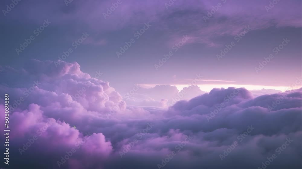Serene twilight sky featuring soft, billowing purple clouds illuminated by a gentle light, creating a dreamy and atmospheric landscape perfect for relaxation and inspiration. Serene twilight sky featuring soft, billowing purple clouds illuminated by a gentle light, creating a dreamy and atmospheric landscape perfect for relaxation and inspiration.
