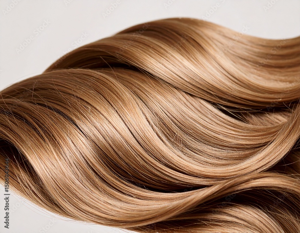 Fototapeta premium Close-up of silky light brown hair with soft waves