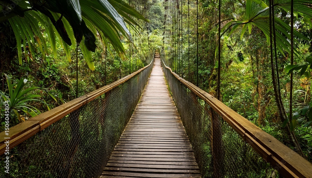 wooden food bridge in the lush ecuador amazon jungle a serene pathway through nature s canopy wooden food bridge in the lush ecuador amazon jungle a serene pathway through nature s canopy
