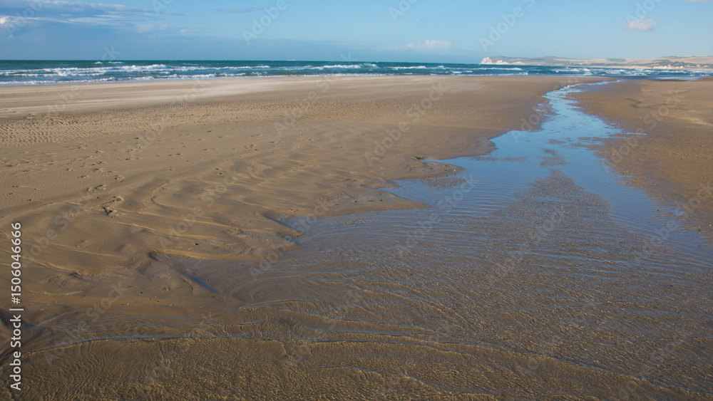 Obraz premium plage sur la côte d'Opale au bord de la Manche dans le Nord Pas de calais en été en France