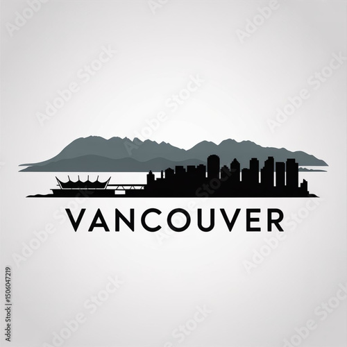 Vancouver Skyline Silhouette — Pacific Northwest Coastal City Vector Illustration