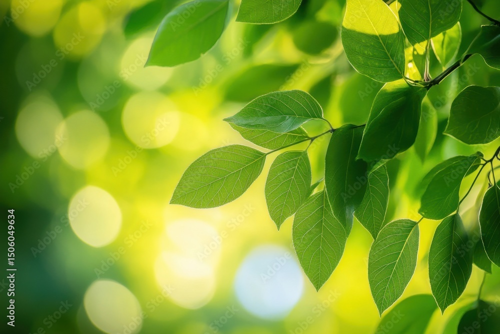 Vibrant green leaves in sunlight bokeh background. Vibrant green leaves in sunlight bokeh background.