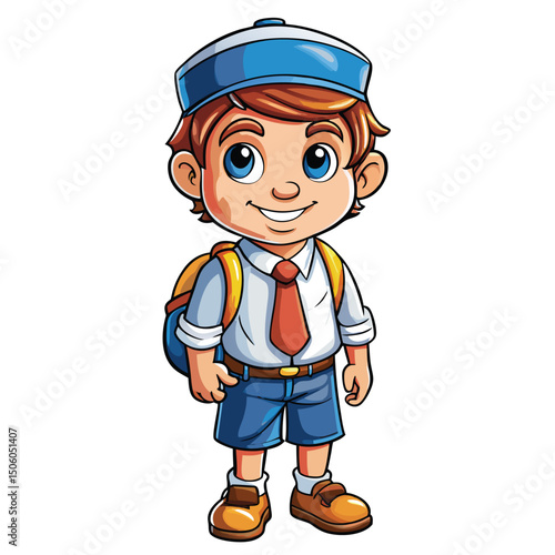 Happy schoolboy with backpack