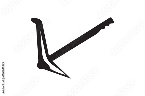 Old Cultural Farmer's Plow silhouette on white background.